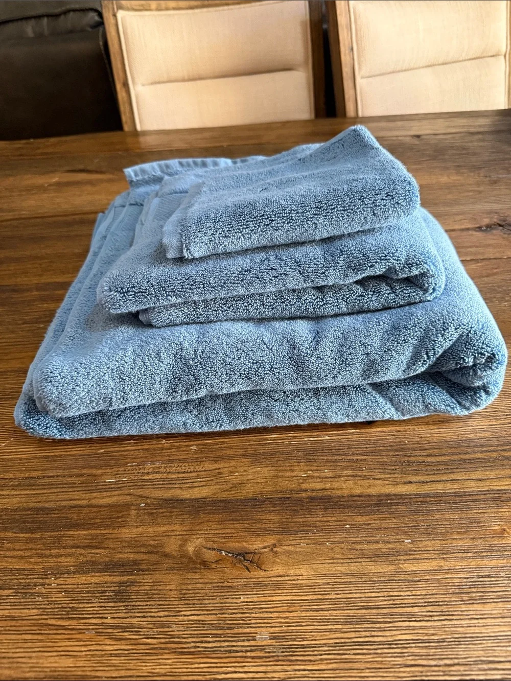Soft Sky Blue Bath Towel Set - Plush Cotton Towels